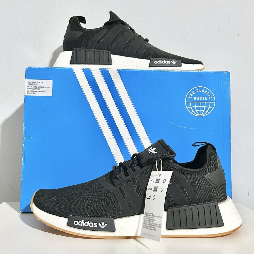 Adidas NMD_R1 Primeblue “Black Gum” Men’s Size 9.5 Lifestyle Comfort Sneakers